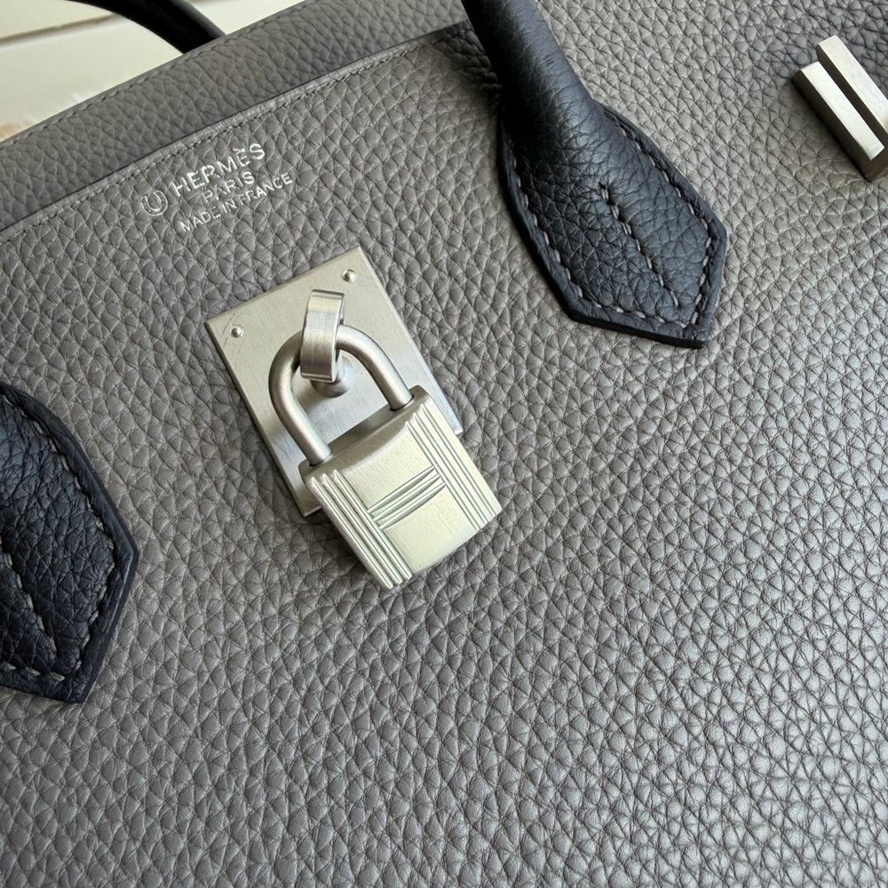 Hermès B35 Togo Two-Tone Etain Black Birkin - Picture 6 of 11